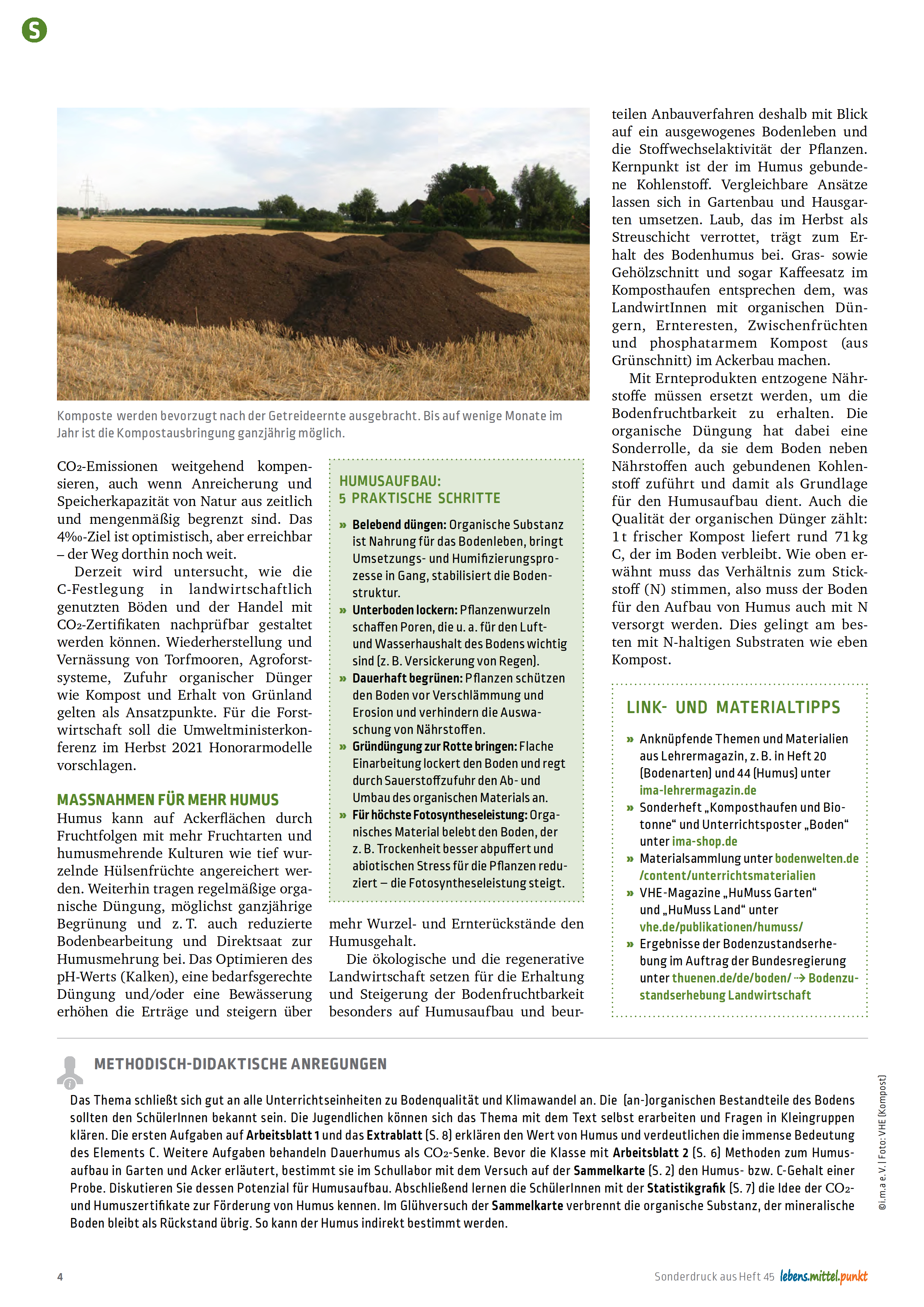 i.m.a. Lehrermagazin - Humusaufbau für den Klimaschutz