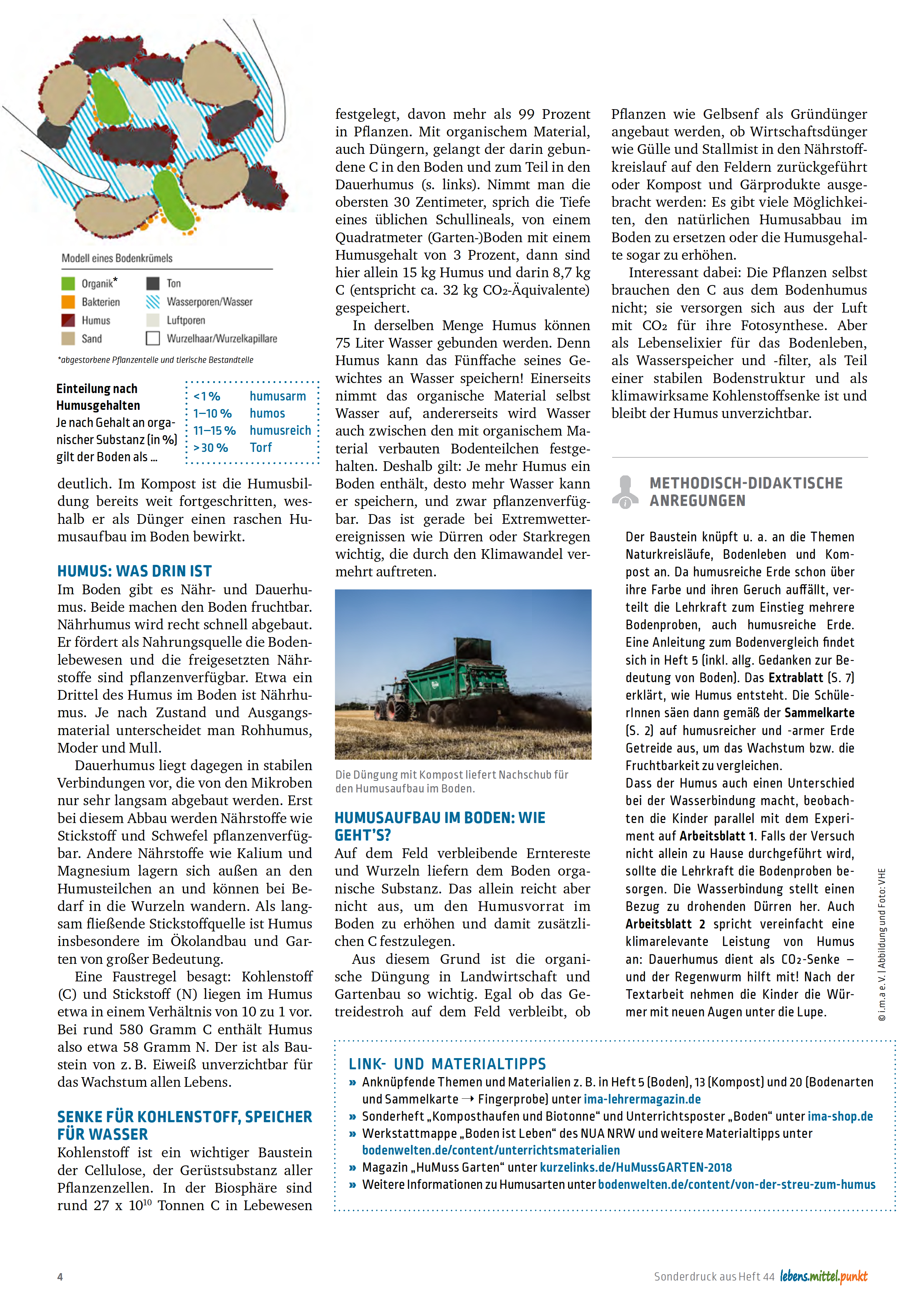 i.m.a Lehrermagazin - Humus - schwarzes Gold im Boden