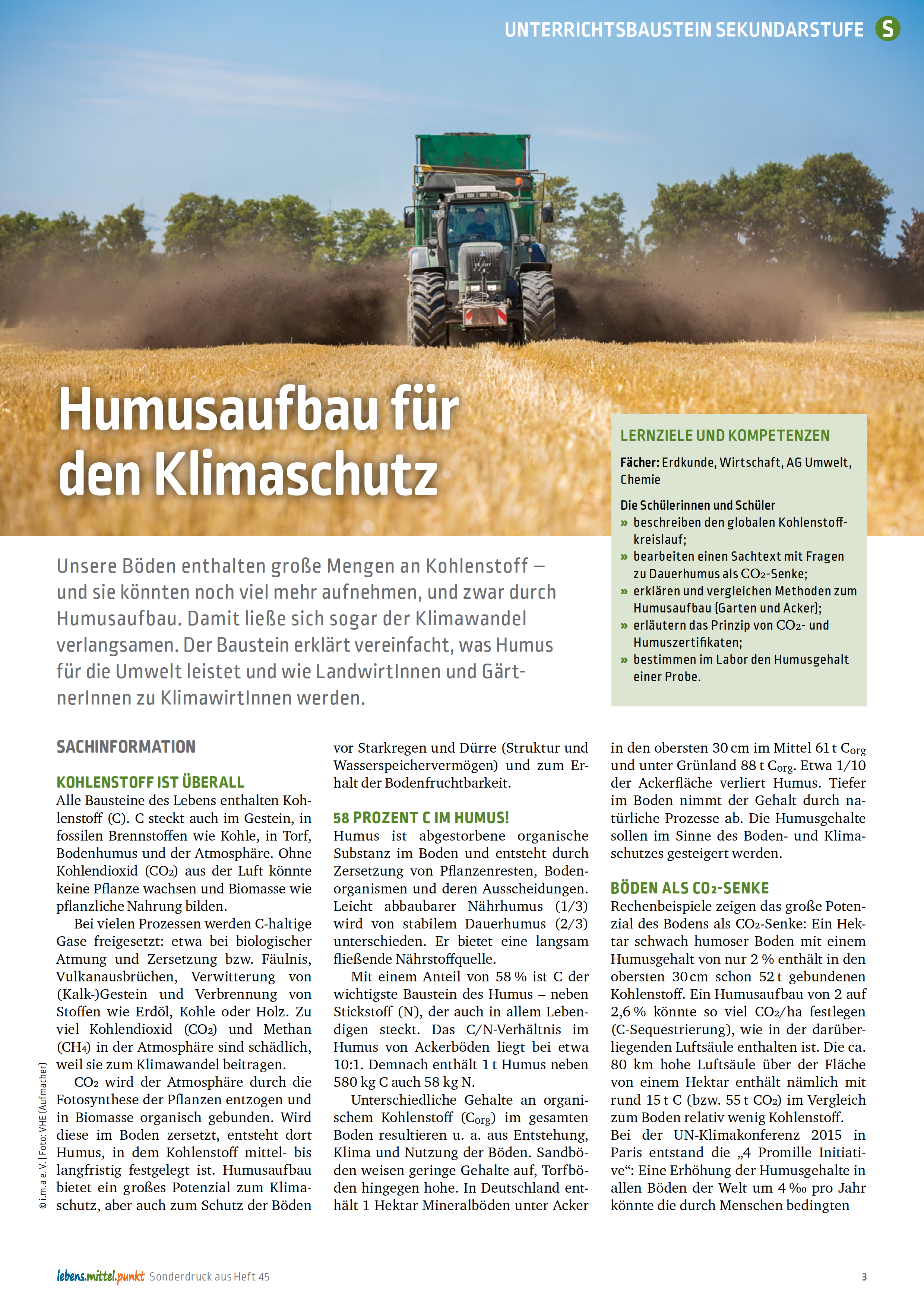 i.m.a. Lehrermagazin - Humusaufbau für den Klimaschutz